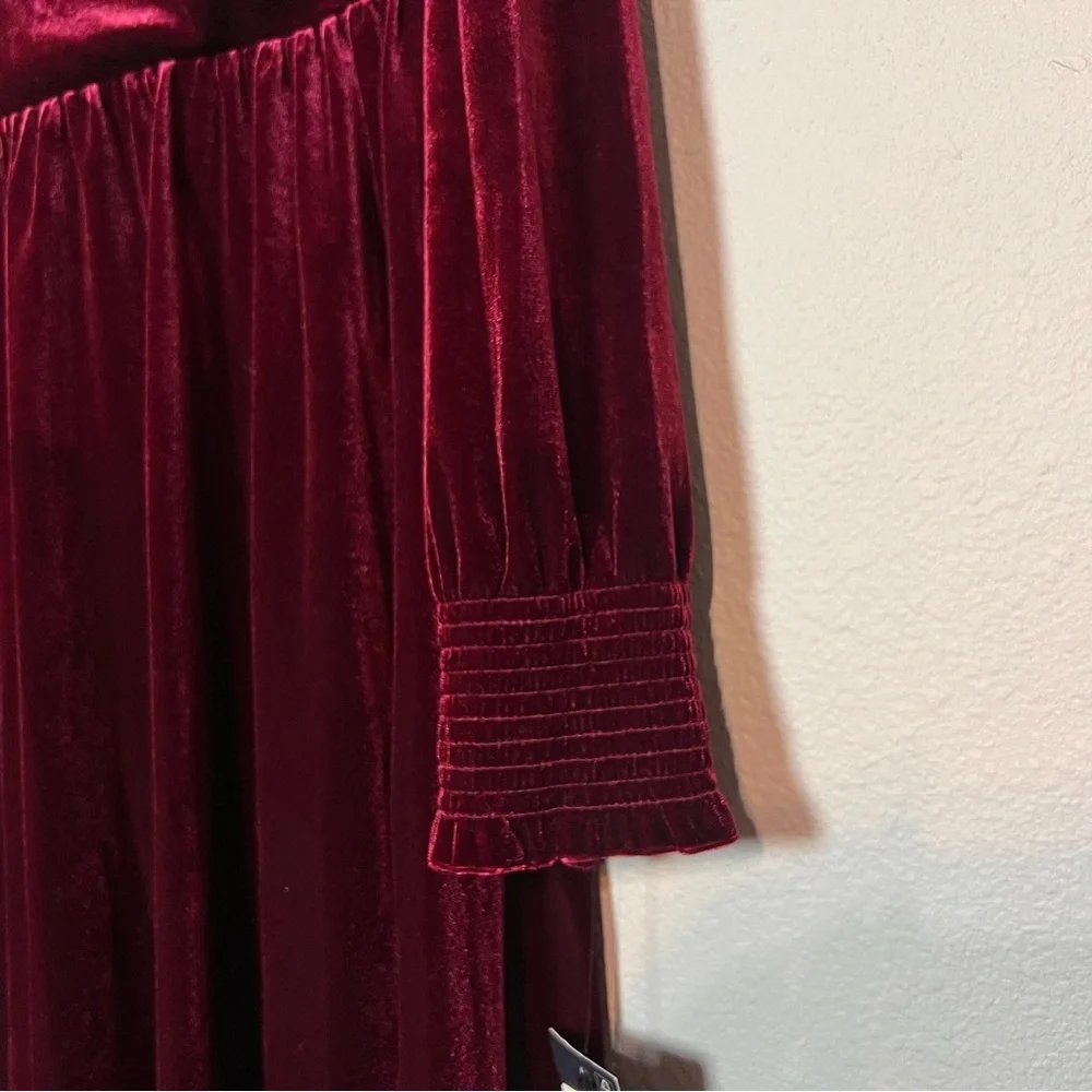 Tommy Hilfiger Faux Wrap Mini Dress Burgundy Red Velvet Long Sleeve Size 14 NWT - Picture 6 of 13